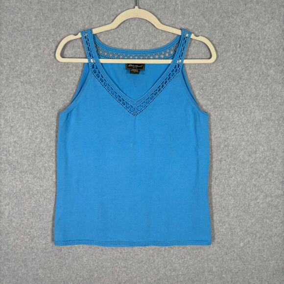 Eddie‎ Bauer Tank Top Medium Crochet Cottage Farmhouse Resort Festival Feminine - Picture 1 of 9
